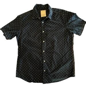 Esprit Shirt Pearl Snap Down Mens Sz Large  Short Sleeve Navy Blue 2821.2
